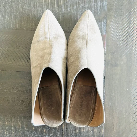 Alumnae Women Beige Taupe Suede Mule Boots Slip Ons Size 8 US / EU 39 - Picture 4 of 9